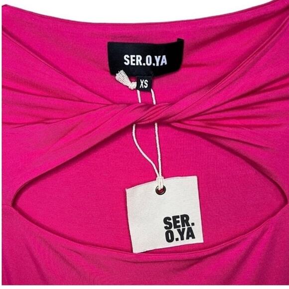Ser.O.Ya Womens Pink Irene Twist Front Jersey Stretch Bodycon Midi Dress XS NWT - Picture 5 of 10